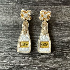 Champagne Bottle Felt Beaded Bride Earrings